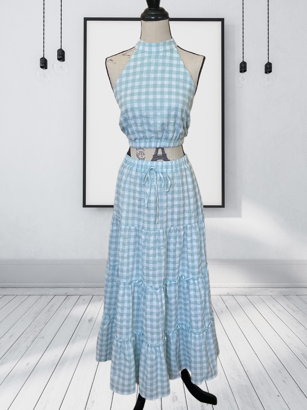 Gingham Crop Top & Maxi Skirt